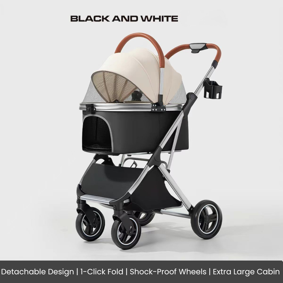 Foldable Dog Stroller with Detachable Carrier