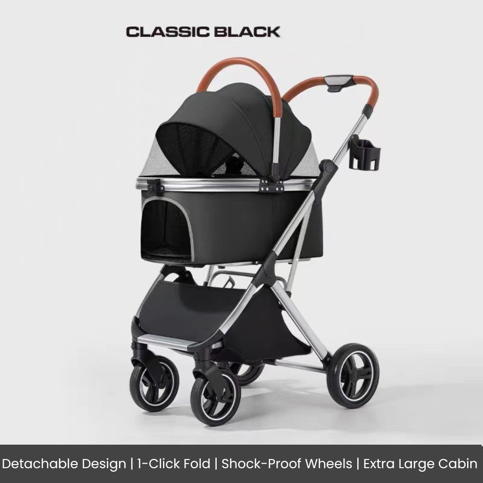 Foldable Dog Stroller with Detachable Carrier