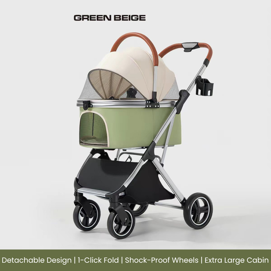 Foldable Dog Stroller with Detachable Carrier
