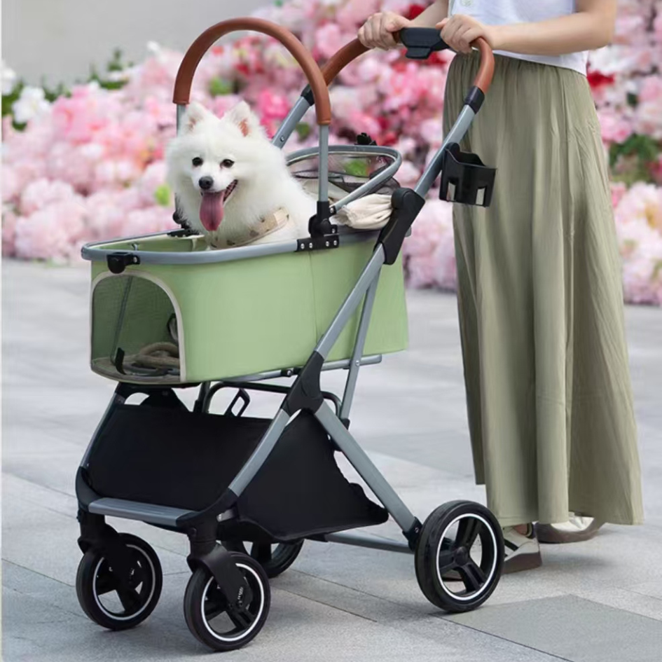 Foldable Dog Stroller with Detachable Carrier