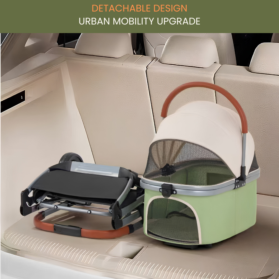 Foldable Dog Stroller with Detachable Carrier