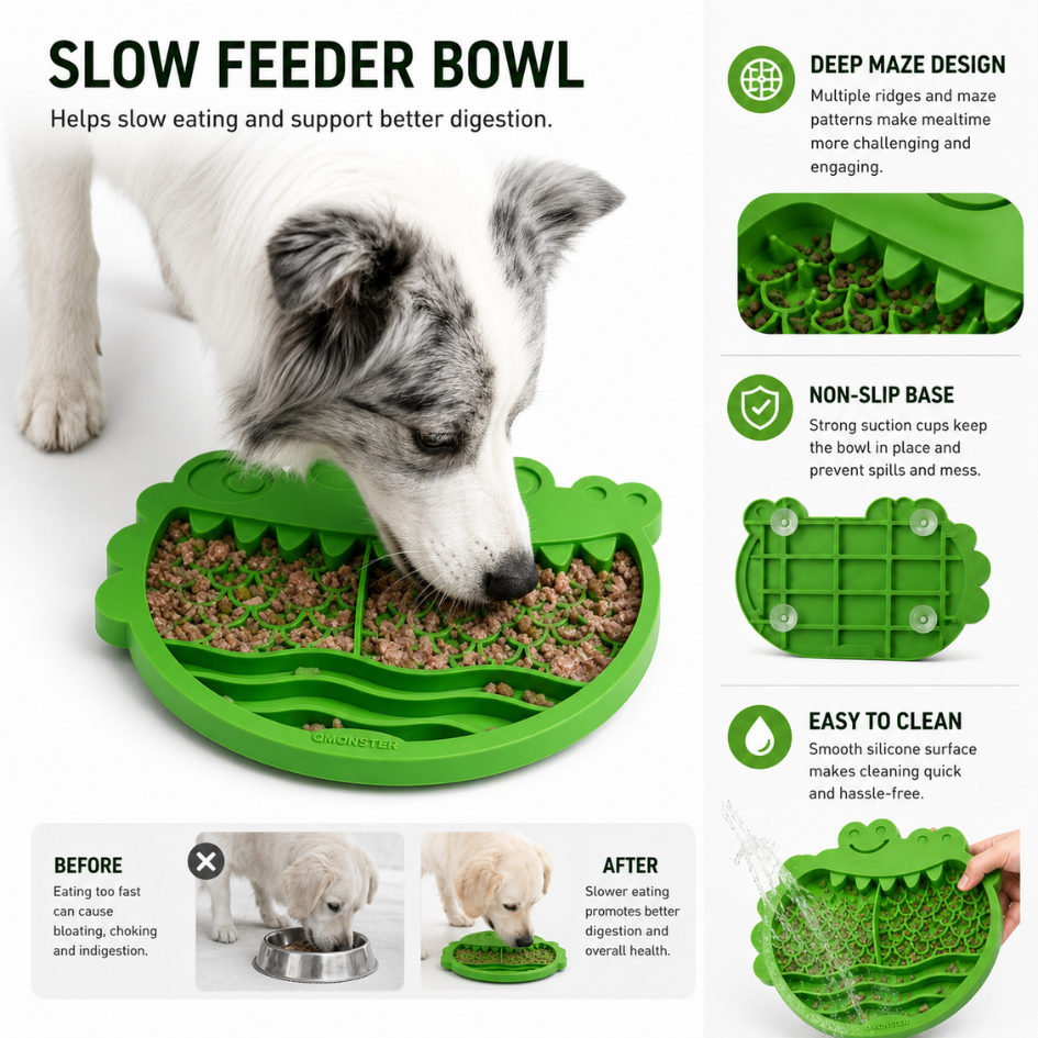 Crocodile Slow Feeder Dog Bowl