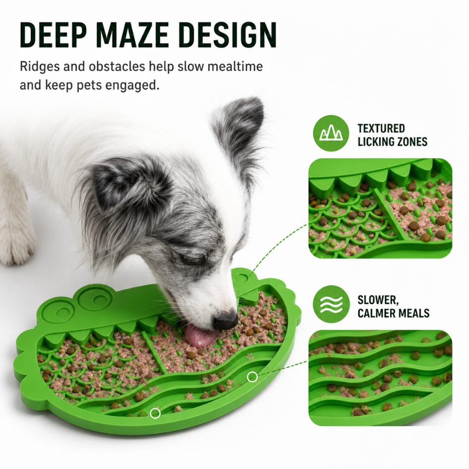 Crocodile Slow Feeder Dog Bowl