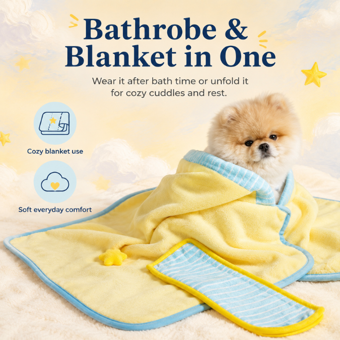 Soft Hooded Dog Bathrobe & Drying Towel