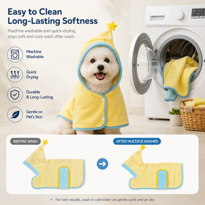 Soft Hooded Dog Bathrobe & Drying Towel