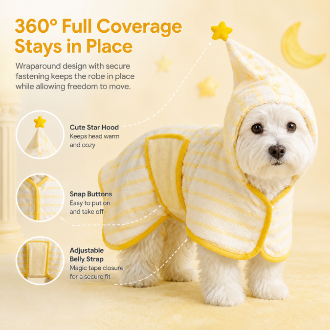 Soft Hooded Dog Bathrobe & Drying Towel