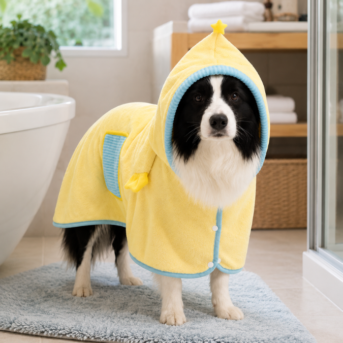 Soft Hooded Dog Bathrobe & Drying Towel