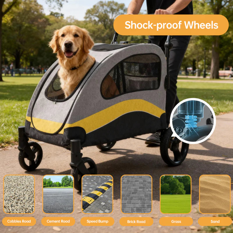 Large Dog Stroller: Heavy-Duty 4-Wheel Jogger, Foldable with Easy-Walk Design