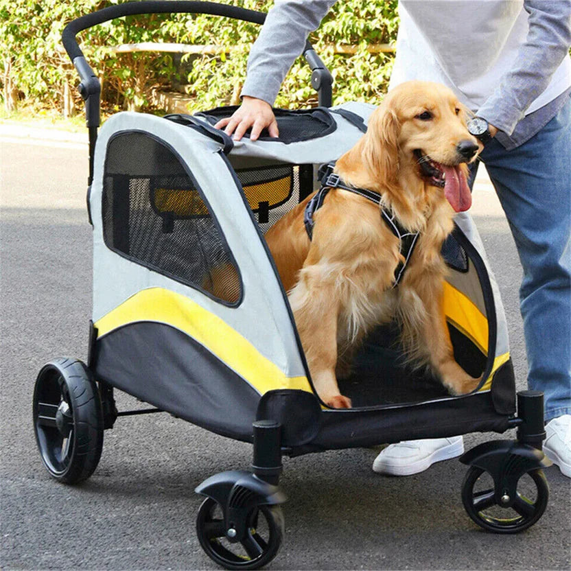 Large Dog Stroller: Heavy-Duty 4-Wheel Jogger, Foldable with Easy-Walk Design