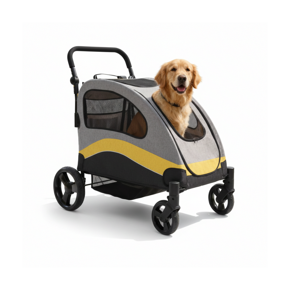 Large Dog Stroller: Heavy-Duty 4-Wheel Jogger, Foldable with Easy-Walk Design